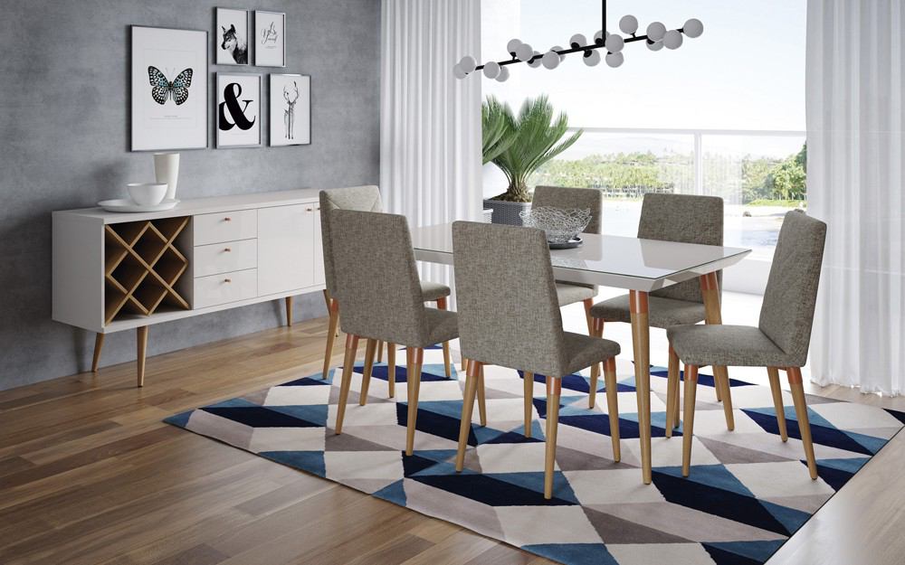 Manhattan Comfort 7-Piece Utopia 62.99" Dining Set with 6 Dining Chairs | Dining Sets | Modishstore-21