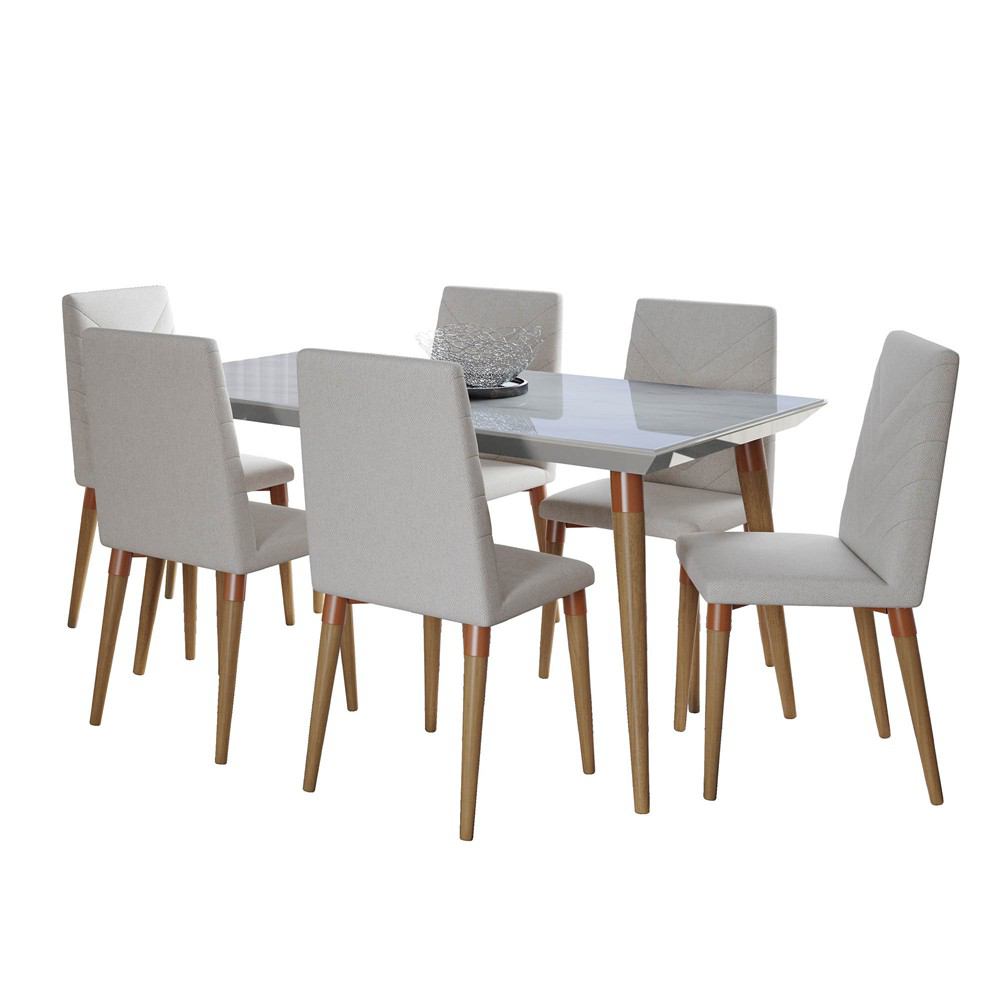 Manhattan Comfort 7-Piece Utopia 62.99" Dining Set with 6 Dining Chairs | Dining Sets | Modishstore-22