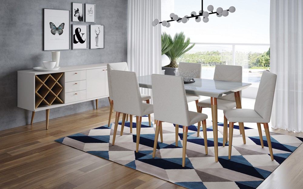 Manhattan Comfort 7-Piece Utopia 62.99" Dining Set with 6 Dining Chairs | Dining Sets | Modishstore-26