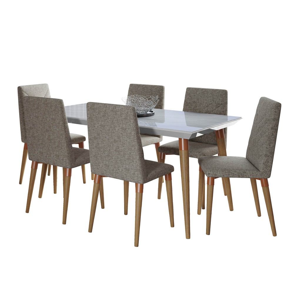 Manhattan Comfort 7-Piece Utopia 62.99" Dining Set with 6 Dining Chairs | Dining Sets | Modishstore-27