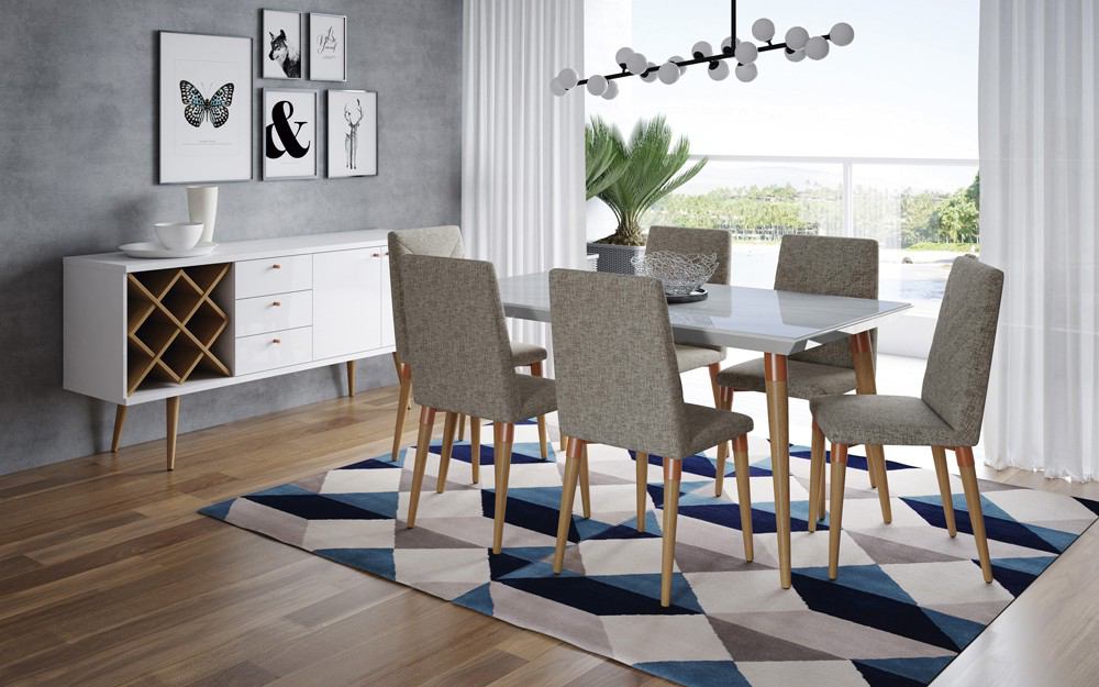 Manhattan Comfort 7-Piece Utopia 62.99" Dining Set with 6 Dining Chairs | Dining Sets | Modishstore-41