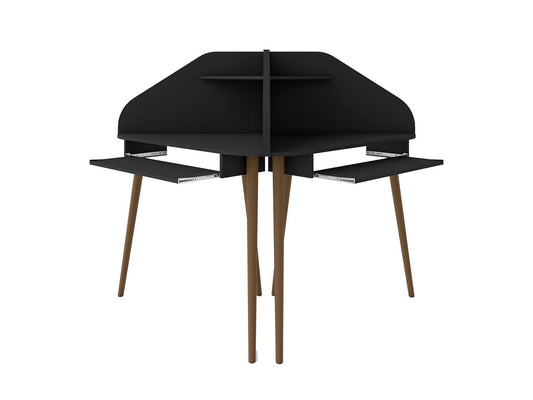 Manhattan Comfort Bradley 2-Piece Cubicle Section Desk with Keyboard Shelf in Black | Desks | Modishstore