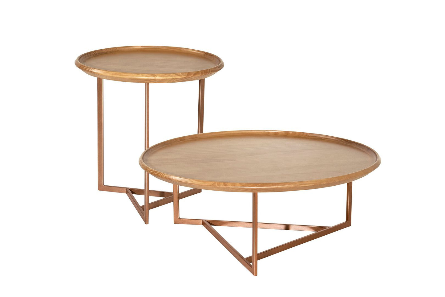 Manhattan Comfort Knickerbocker Modern Accent Table Set of 2with Steel Base in Cinnamon | End Tables | Modishstore