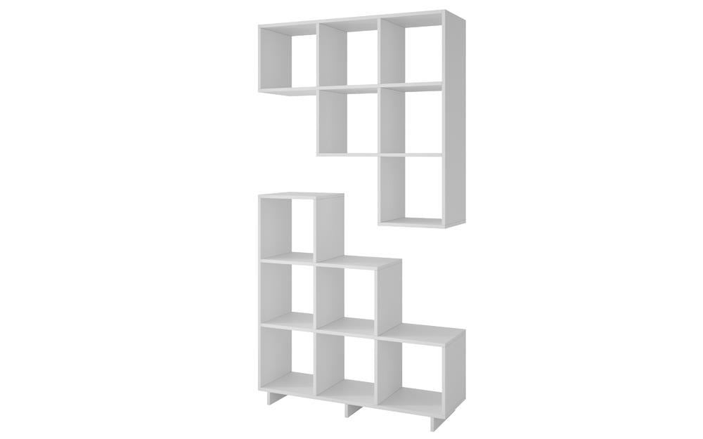 Accentuations by Manhattan Comfort Sophisticated Cascavel Stair Cubby with 6 Cube Shelves - Set of 2 | Bookcases | Modishstore