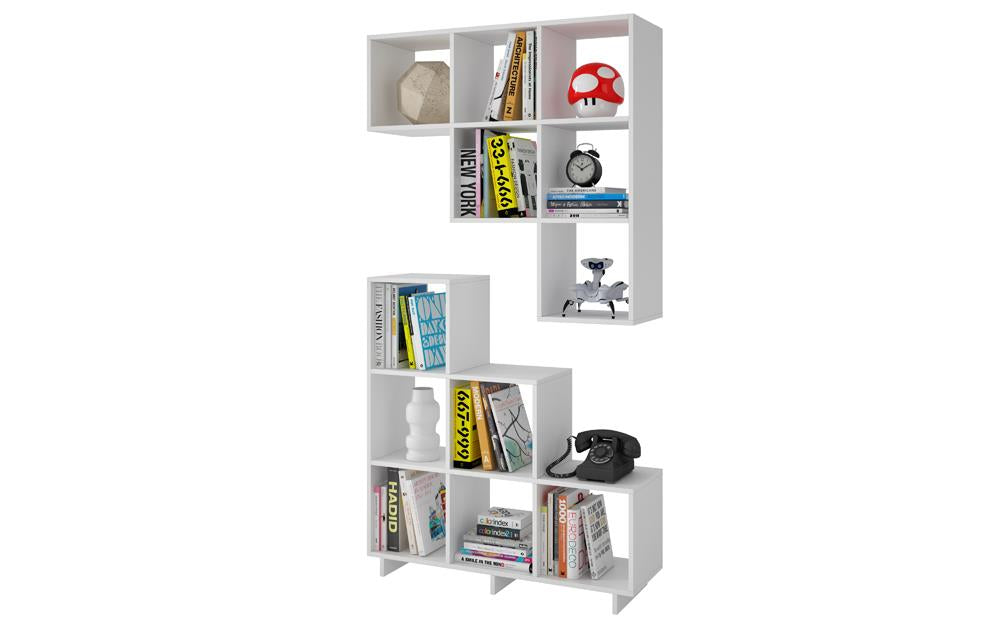 Accentuations by Manhattan Comfort Sophisticated Cascavel Stair Cubby with 6 Cube Shelves - Set of 2 | Bookcases | Modishstore-4