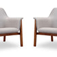 Manhattan Comfort Miller Grey and Walnut Linen Weave Accent Chair (Set of 2) | Accent Chairs | Modishstore