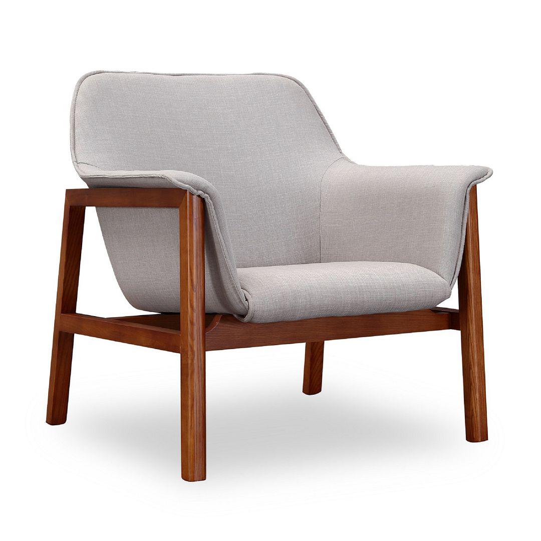 Manhattan Comfort Miller Grey and Walnut Linen Weave Accent Chair (Set of 2) | Accent Chairs | Modishstore-4