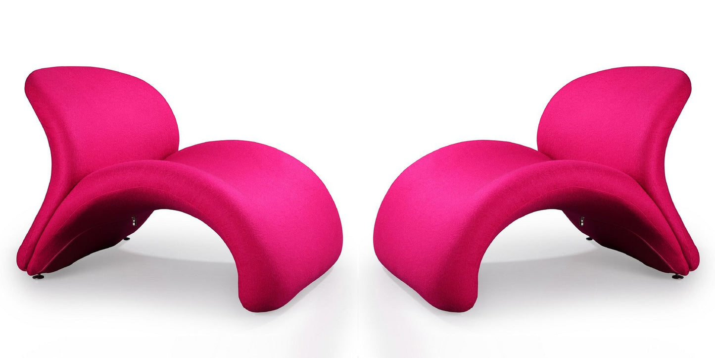 Manhattan Comfort Rosebud Fuchsia Wool Blend Accent Chair (Set of 2) | Accent Chairs | Modishstore