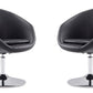 Manhattan Comfort Hopper Black and Polished Chrome Faux Leather Adjustable Height Chair (Set of 2) | Accent Chairs | Modishstore