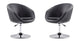Manhattan Comfort Hopper Black and Polished Chrome Faux Leather Adjustable Height Chair (Set of 2) | Accent Chairs | Modishstore
