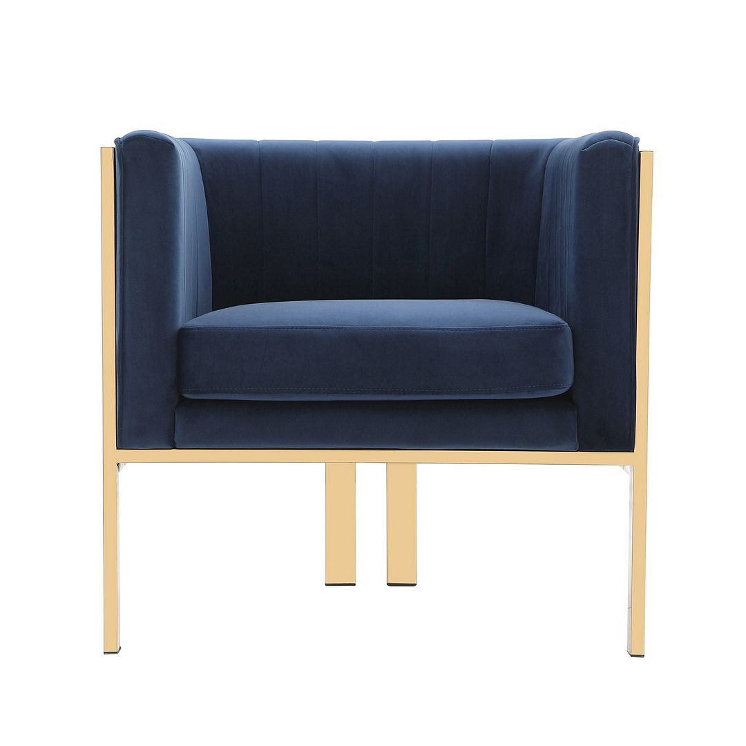Manhattan Comfort Paramount Royal Blue and Polished Brass Velvet Accent Armchair (Set of 2) | Accent Chairs | Modishstore-5