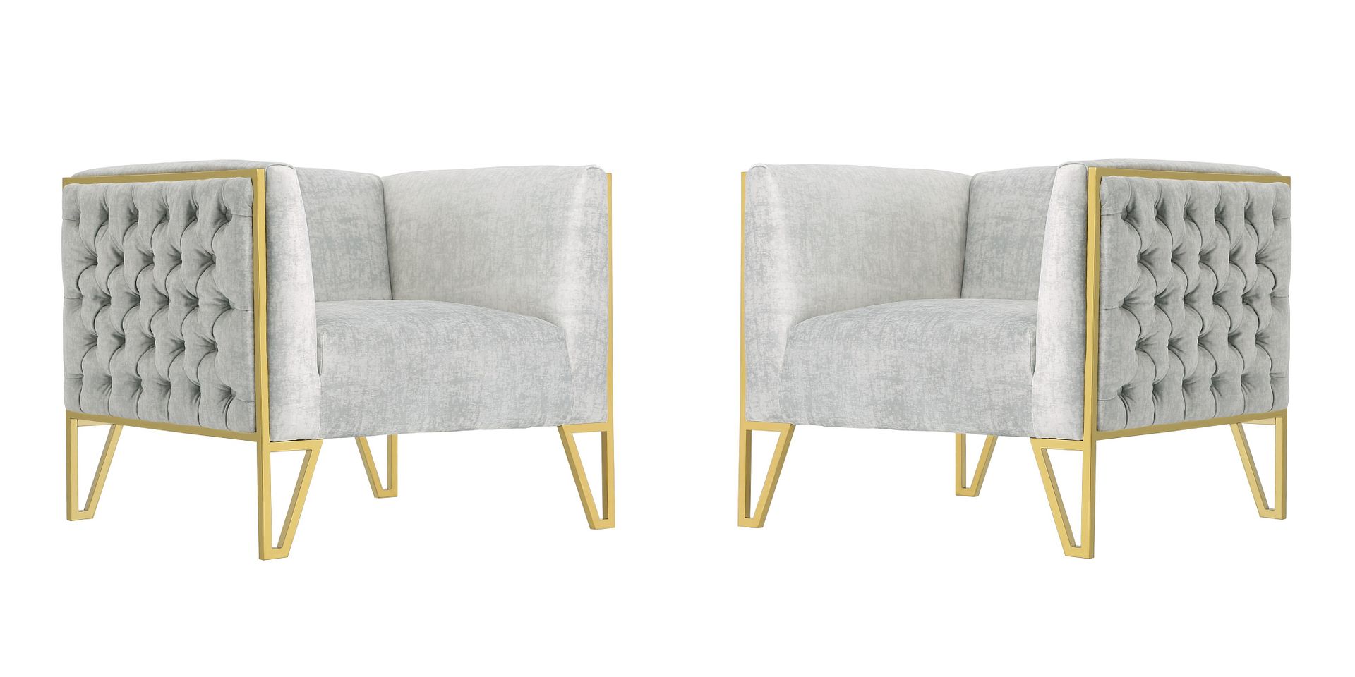 Manhattan Comfort Vector Grey and Gold Velvet Accent Chair (Set of 2) | Accent Chairs | Modishstore