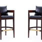 Manhattan Comfort Ritz 38 in. Black and Dark Walnut Beech Wood Barstool (Set of 2) | Bar Stools | Modishstore