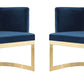 Manhattan Comfort Aura Royal Blue and Polished Brass Velvet Dining Chair (Set of 2) | Dining Chairs | Modishstore