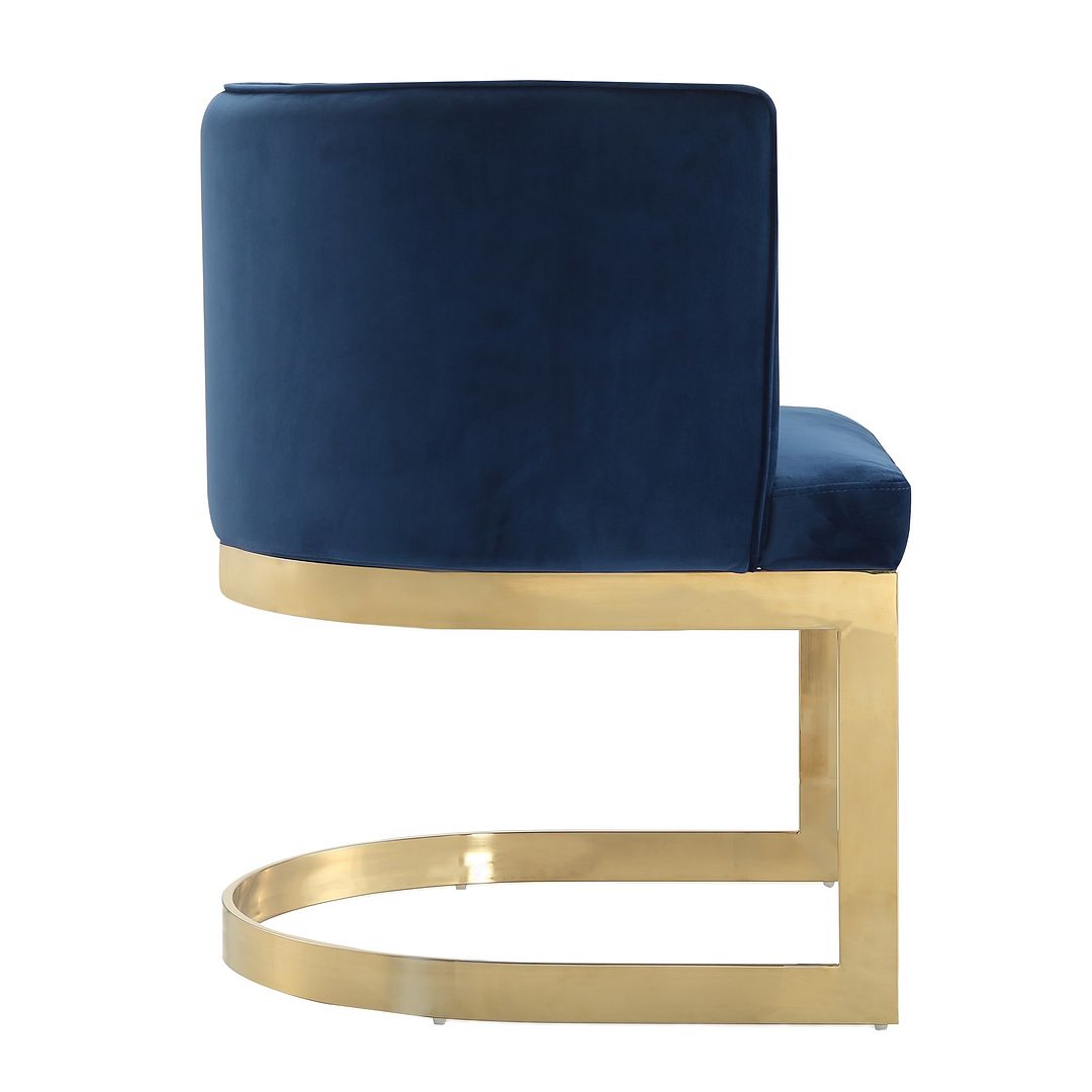 Manhattan Comfort Aura Royal Blue and Polished Brass Velvet Dining Chair (Set of 2) | Dining Chairs | Modishstore - 5