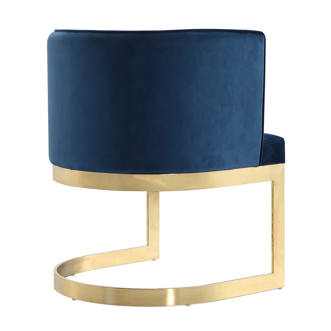 Manhattan Comfort Aura Royal Blue and Polished Brass Velvet Dining Chair (Set of 2) | Dining Chairs | Modishstore - 4