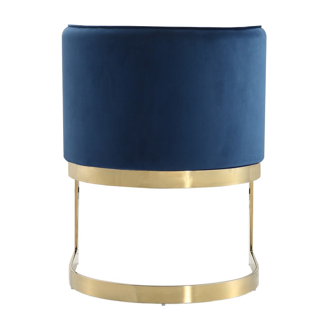 Manhattan Comfort Aura Royal Blue and Polished Brass Velvet Dining Chair (Set of 2) | Dining Chairs | Modishstore - 3