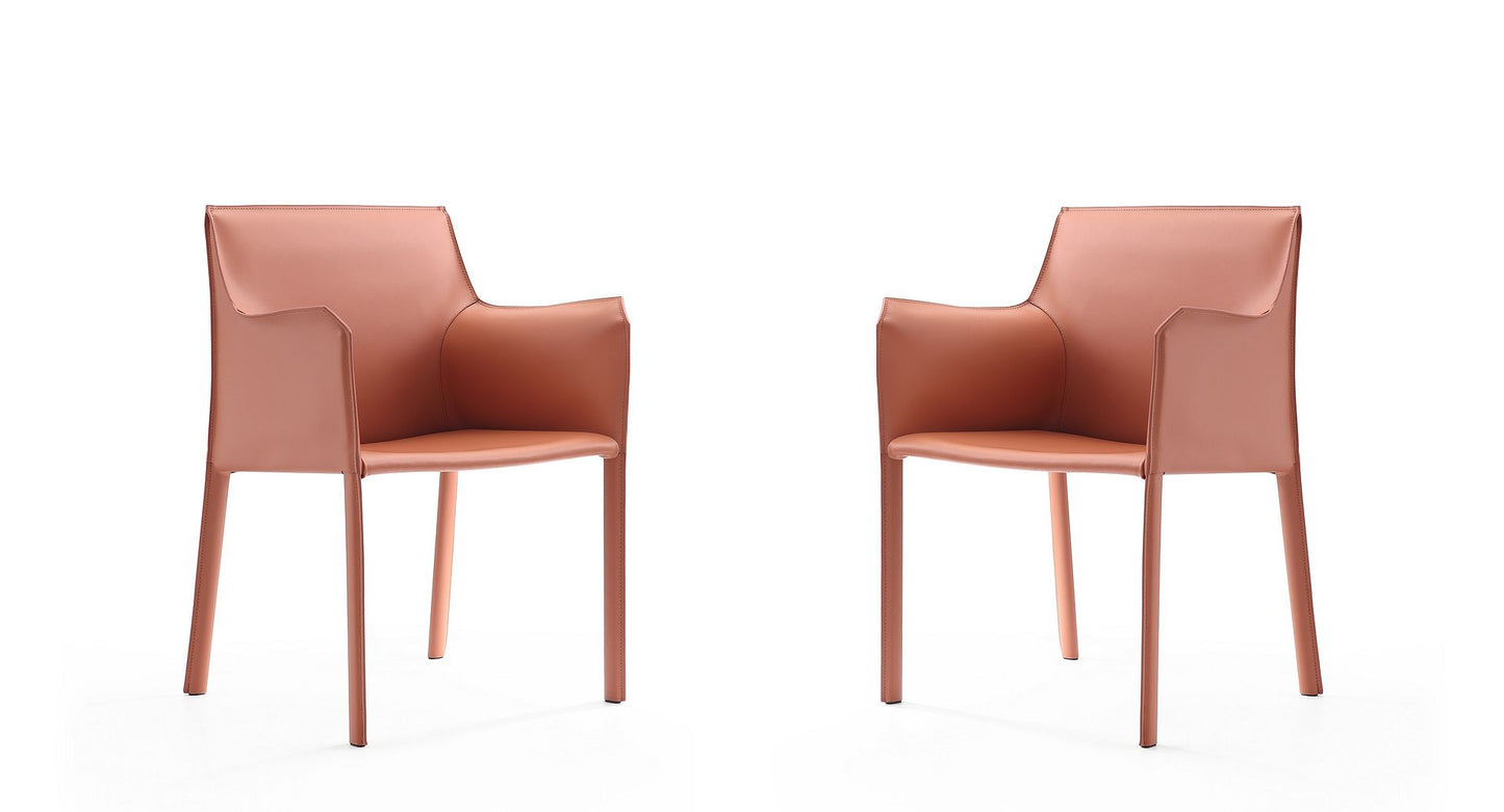 Manhattan Comfort Paris Coral Saddle Leather Armchair (Set of 2) | Armchairs | Modishstore-7