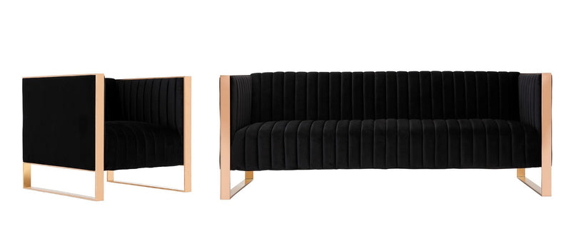 Manhattan Comfort Trillium 2-Piece Teal and Rose Gold Sofa and Armchair Set | Sofas | Modishstore-2