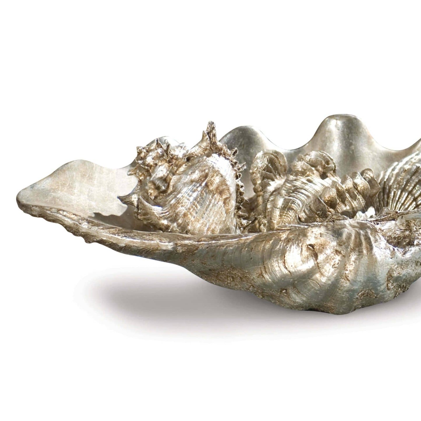 Clam Shell Medium W/Small Shells Silver By Regina Andrew | Sculptures | Modishstore - 4