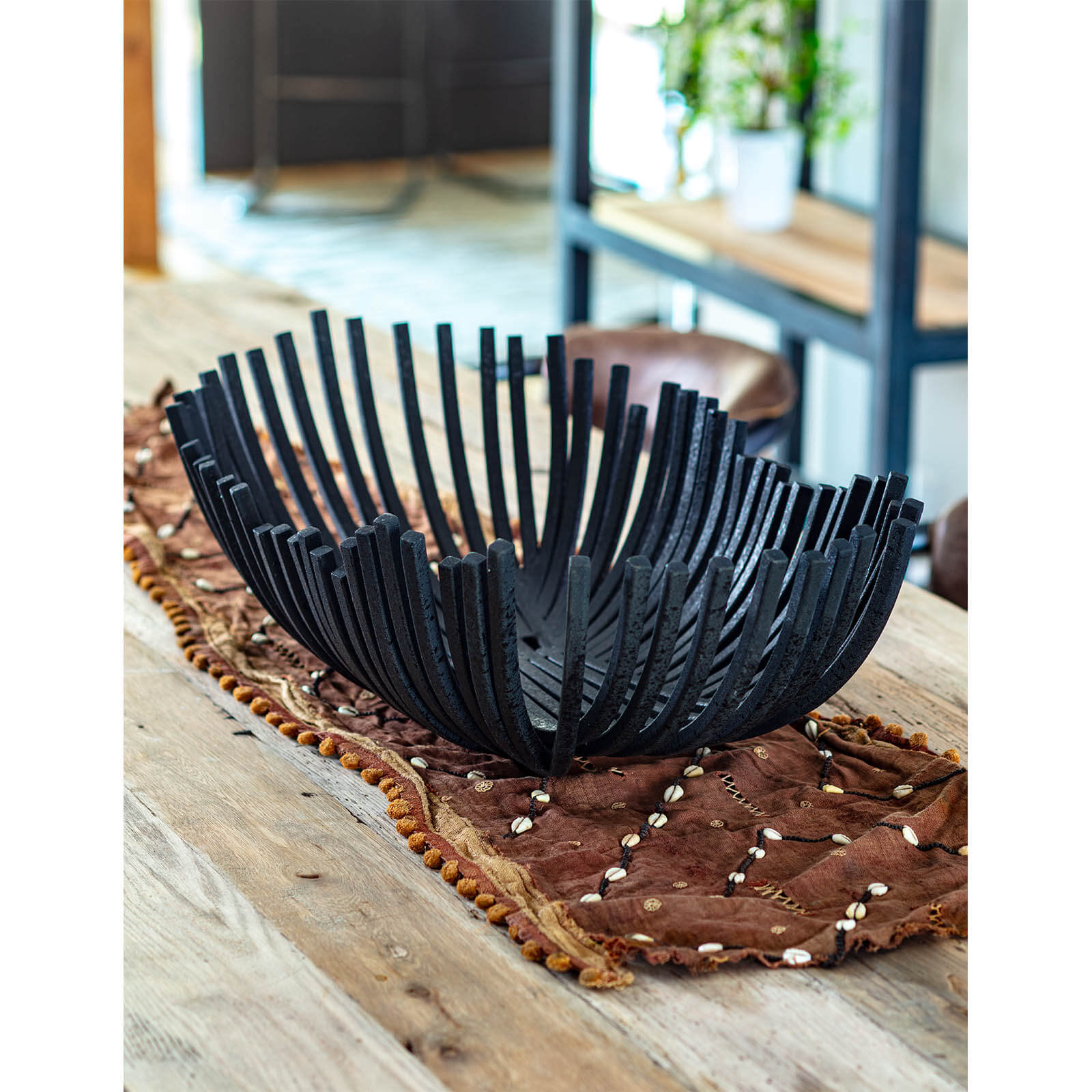 Webbed Bowl Oblong Blackened Iron By Regina Andrew | Decorative Bowls | Modishstore