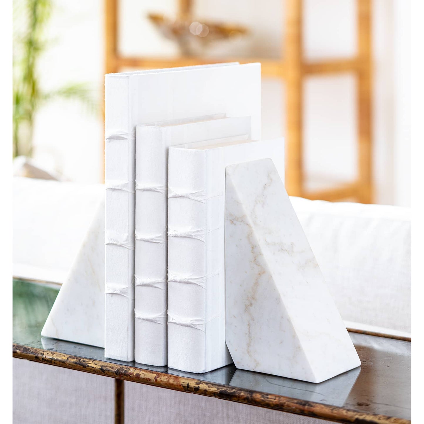 Othello Marble Bookends White By Regina Andrew | Bookends | Modishstore