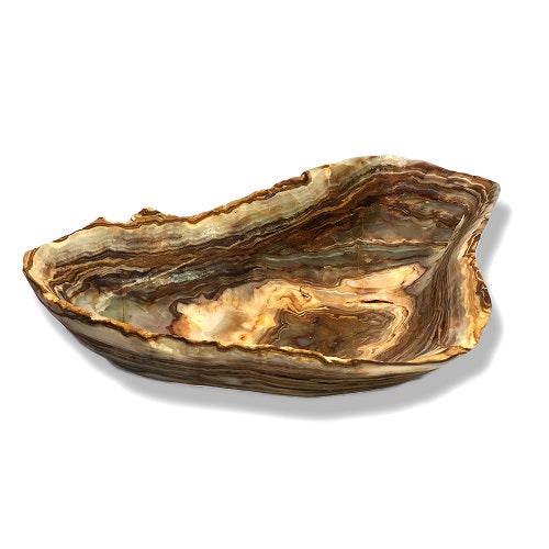 Raw Edge Onyx Bowl - Large- Amber/Tan/Grey-3