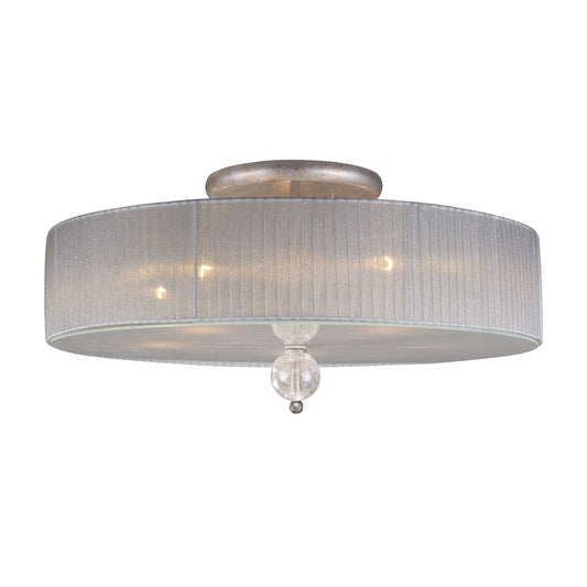 Alexis 5-Light Semi Flush in Antique Silver with Translucent Silver Fabric Shade ELK Lighting | Ceiling Lamps | Modishstore