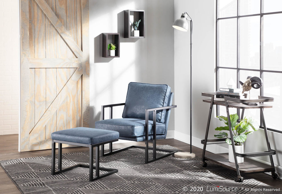 LumiSource Roman Lounge Chair + Ottoman | Modishstore | Lounge Chairs