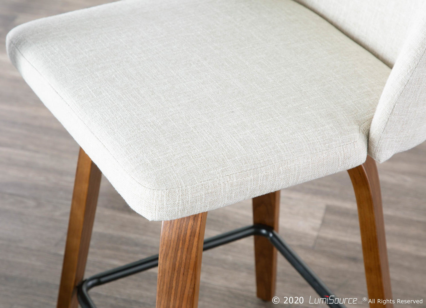 Toriano Mid-Century Modern Counter Stool in Walnut and Blue Fabric By LumiSource - Set of 2 | Counter Stools | Modishstore - 26