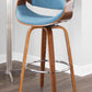 Curvini Mid-Century Modern Barstool in Walnut Wood and Blue Fabric By LumiSource - Set of 2 | Bar Stools | Modishstore - 7