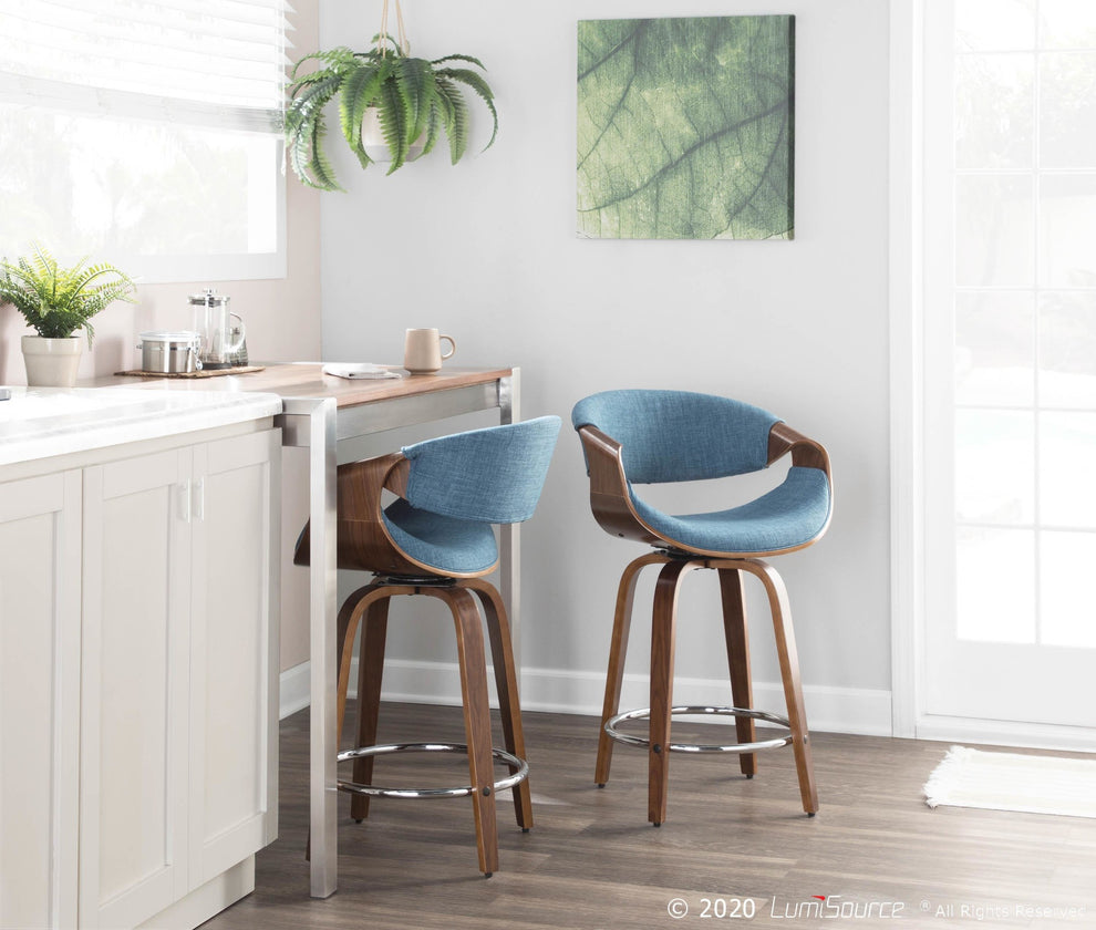 LumiSource Curvini 24'' Counter Stool - Set of 2 | Modishstore | Counter Stools