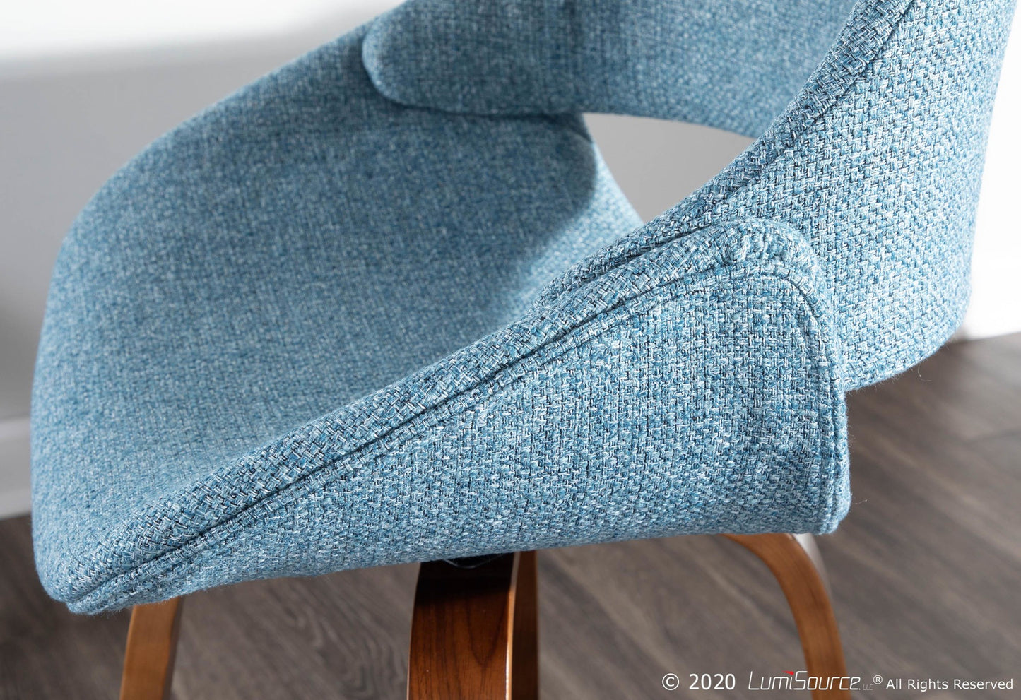 Fabrico Mid-Century Modern Counter Stool in Walnut and Blue Noise Fabric By LumiSource - Set of 2 | Counter Stools | Modishstore - 7