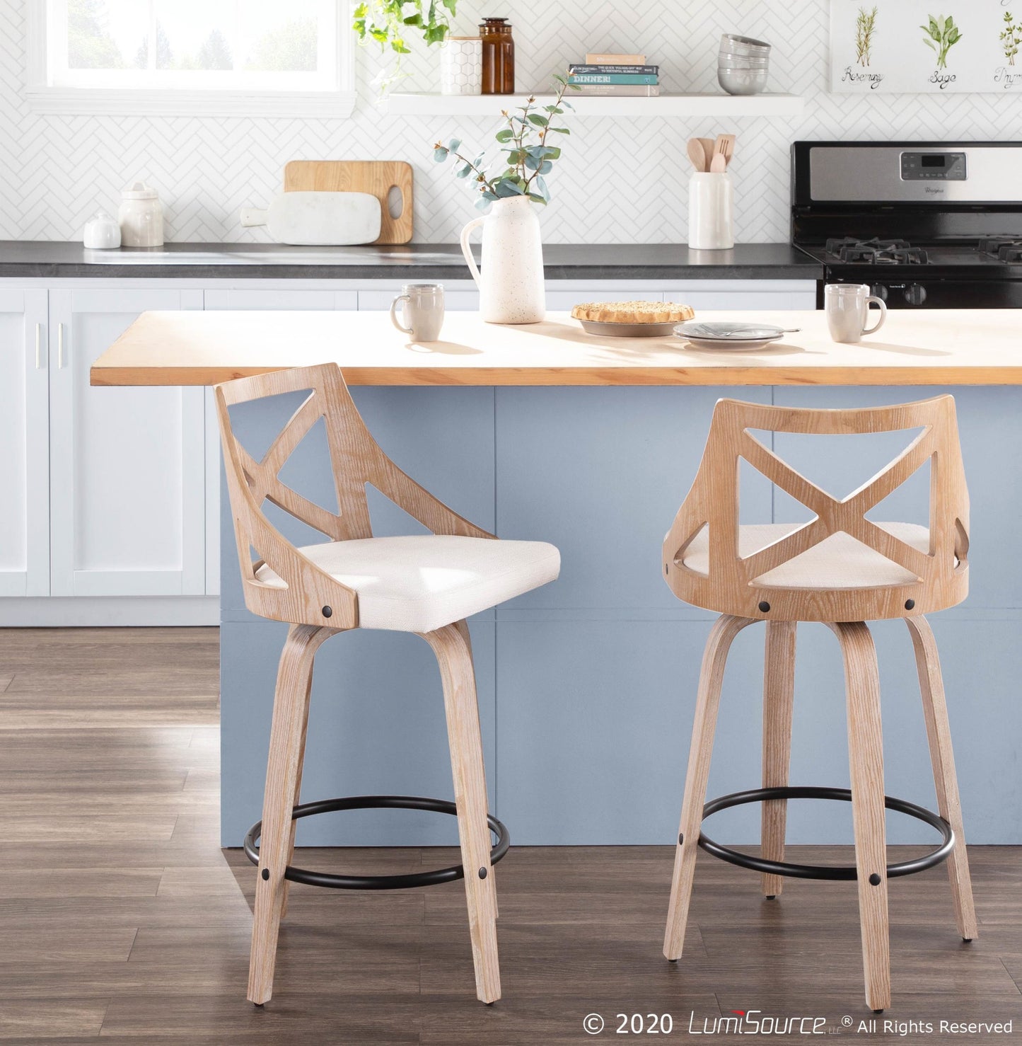 LumiSource Charlotte Counter Stool - Set of 2 | Modishstore | Counter Stools