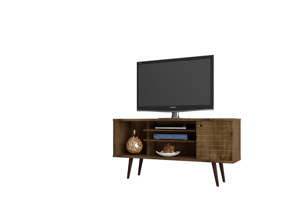 Manhattan Comfort Liberty 53.14" Mid Century - Modern TV Stand with 5 Shelves and 1 Door with Solid Wood Legs | TV Stands | Modishstore-41