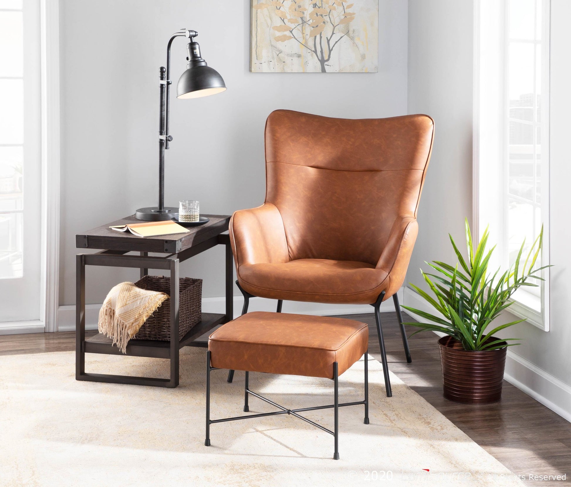 LumiSource Izzy Lounge Chair + Ottoman Set-2