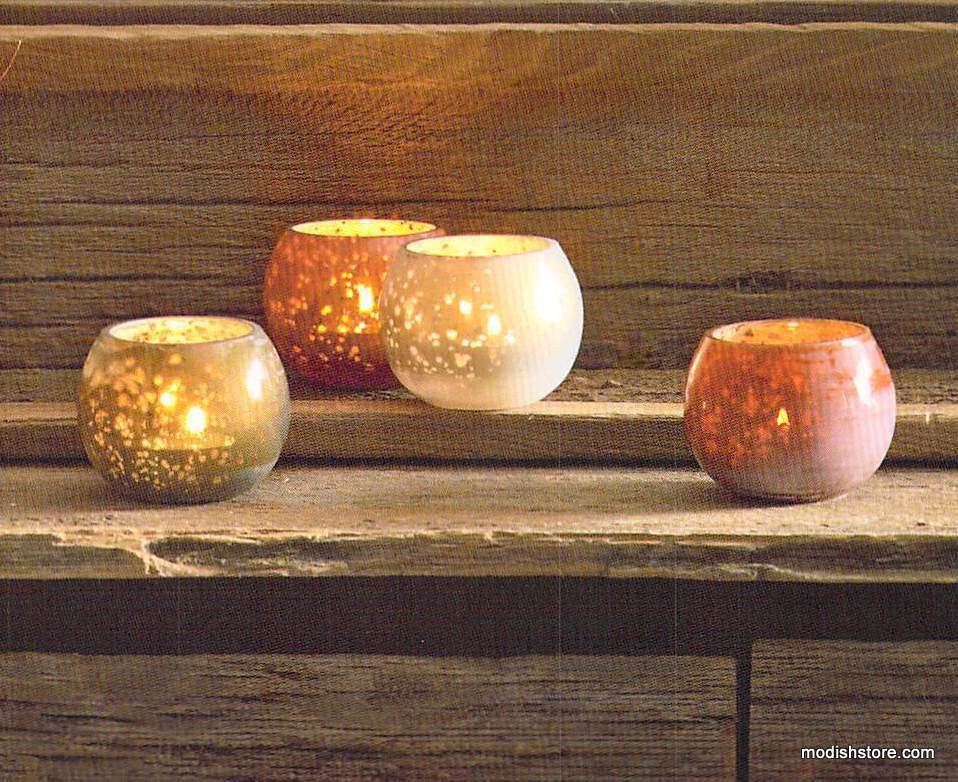 Roost Roly-Poly Mercury Glass Tealight Holders - Set Of 12