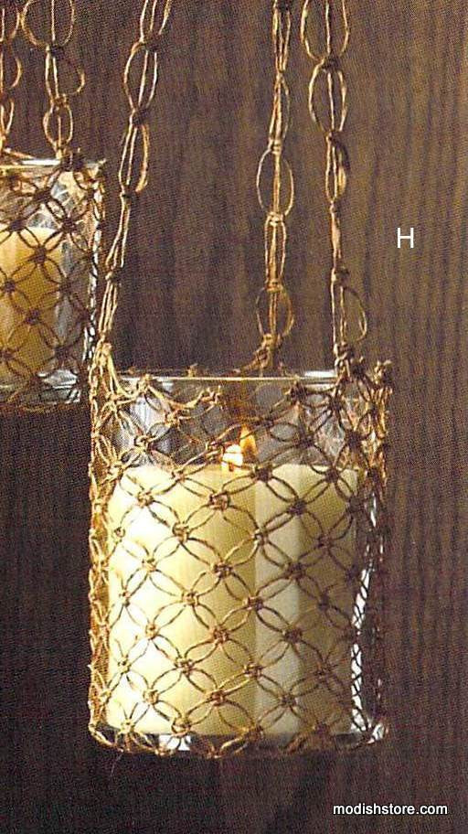 Roost Hanging Macrame Candle Holders - Set Of 2