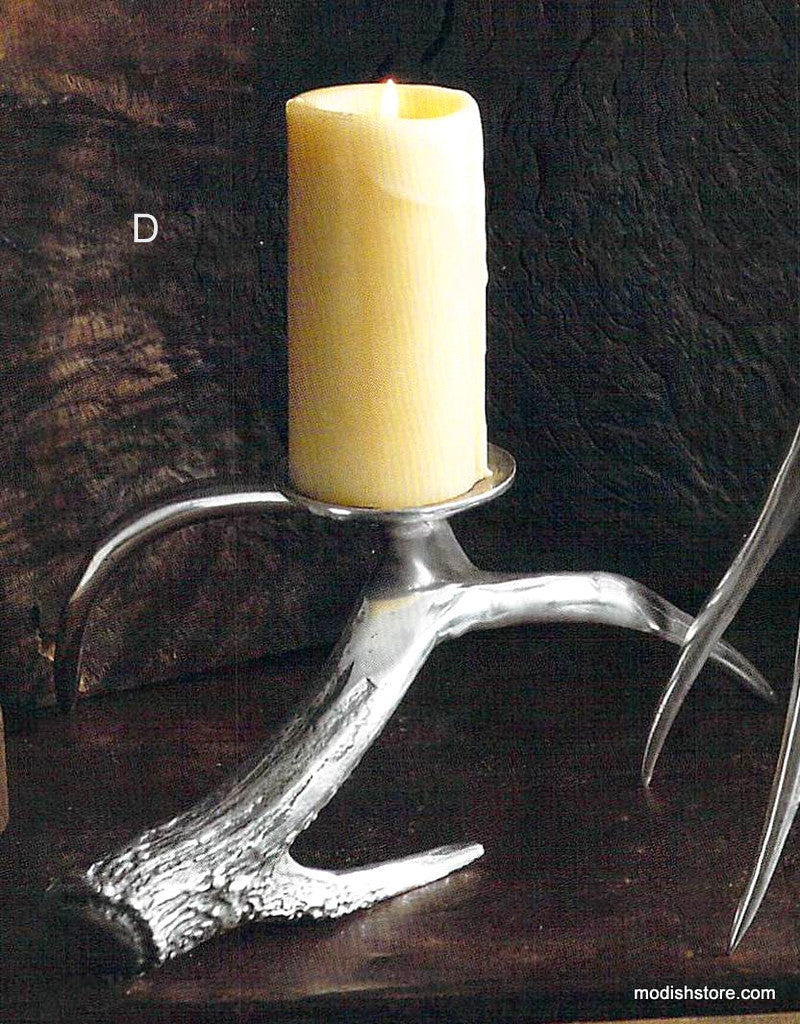Roost Polished Antler Candlesticks & Pillar Holders