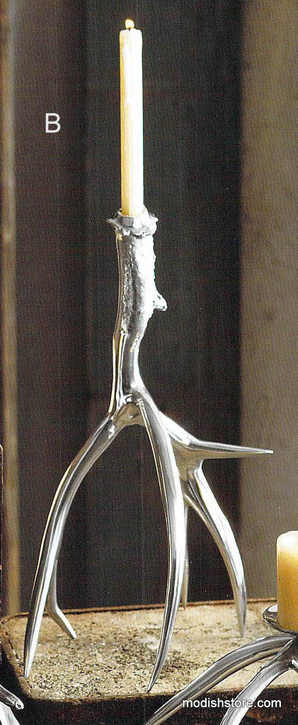 Roost Polished Antler Candlesticks & Pillar Holders