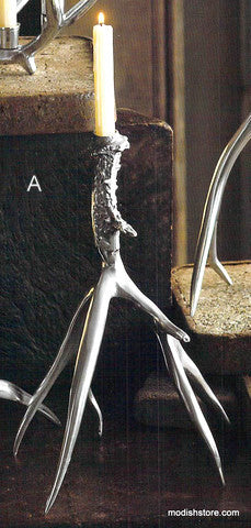 Roost Polished Antler Candlesticks & Pillar Holders