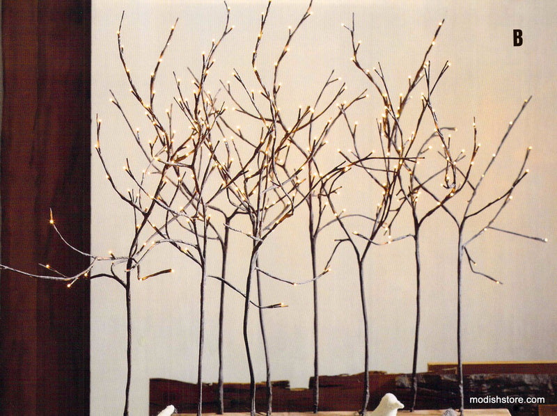 Roost Lighted Branches & Reclaimed Wood Plank Branch Holders