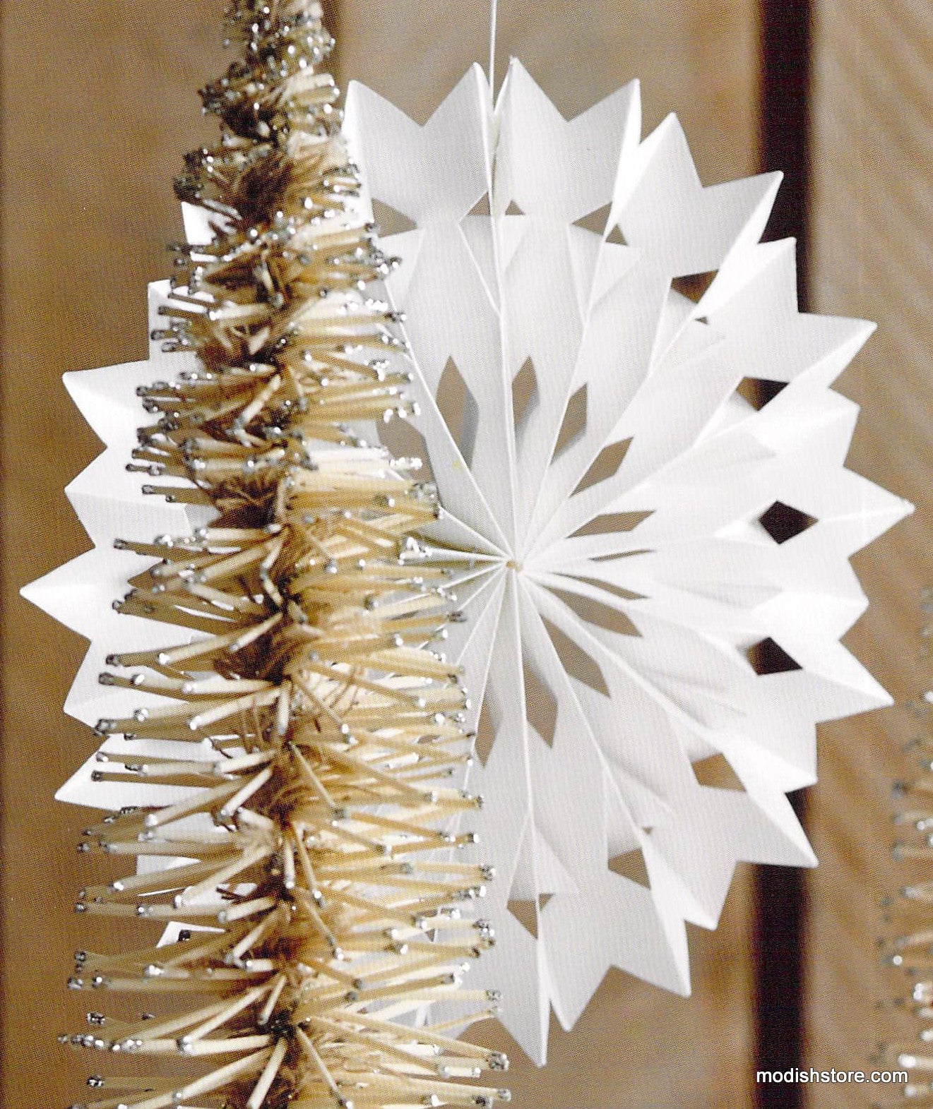 Roost Pleated Paper Snowflakes - Set Of 8