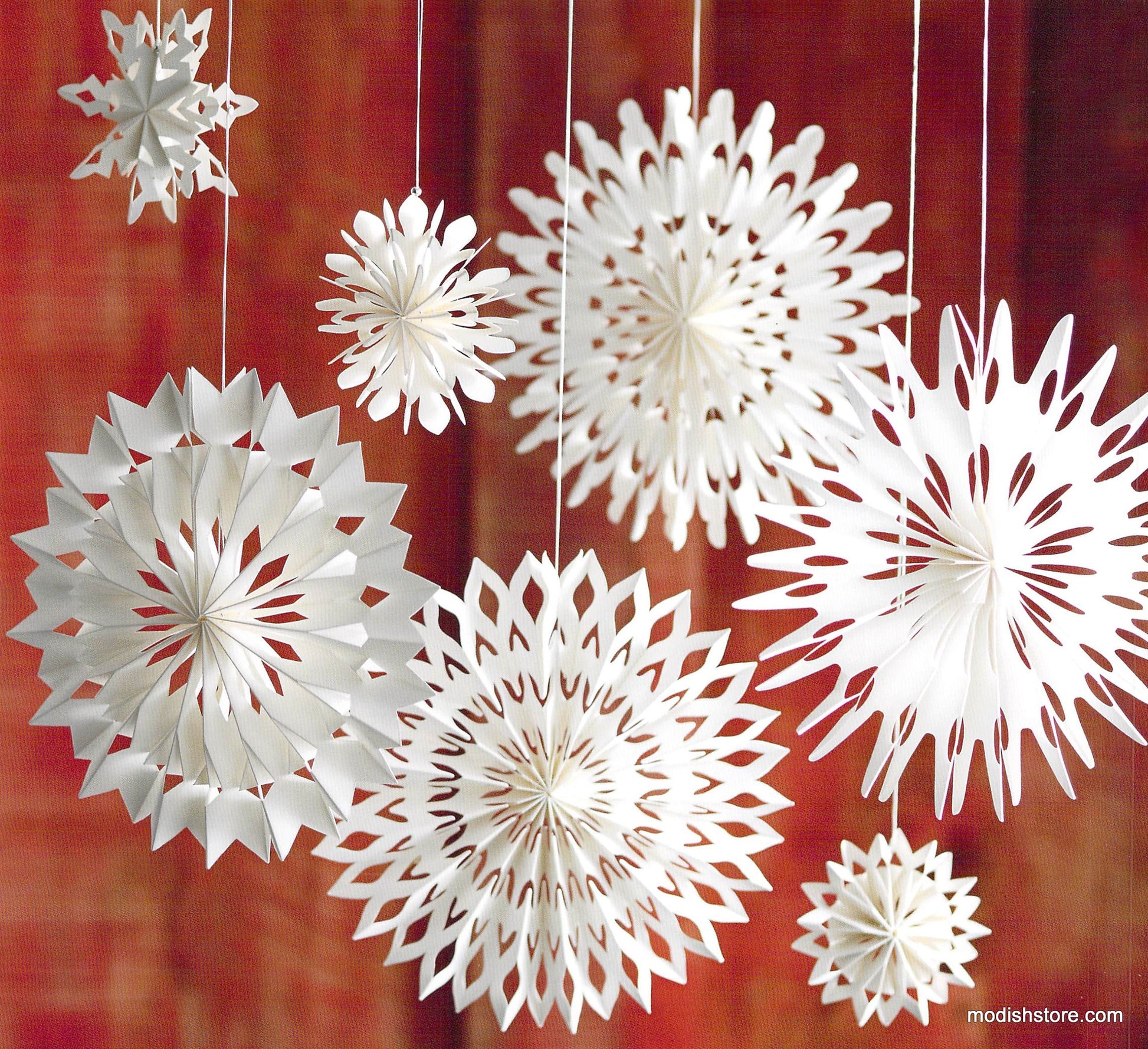 Roost Pleated Paper Snowflakes - Set Of 8