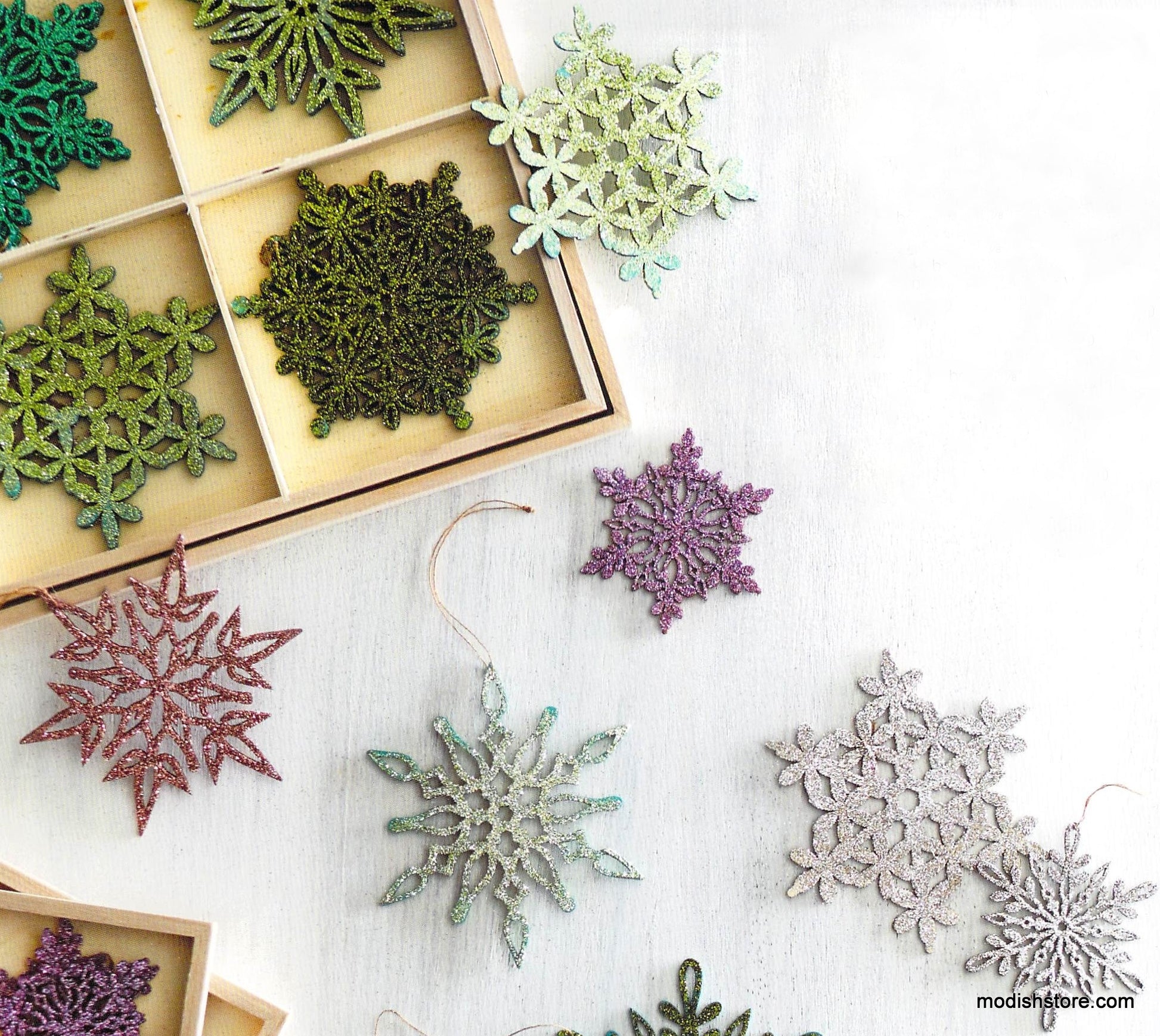 Roost Shimmering Snowflake Ornament Sets