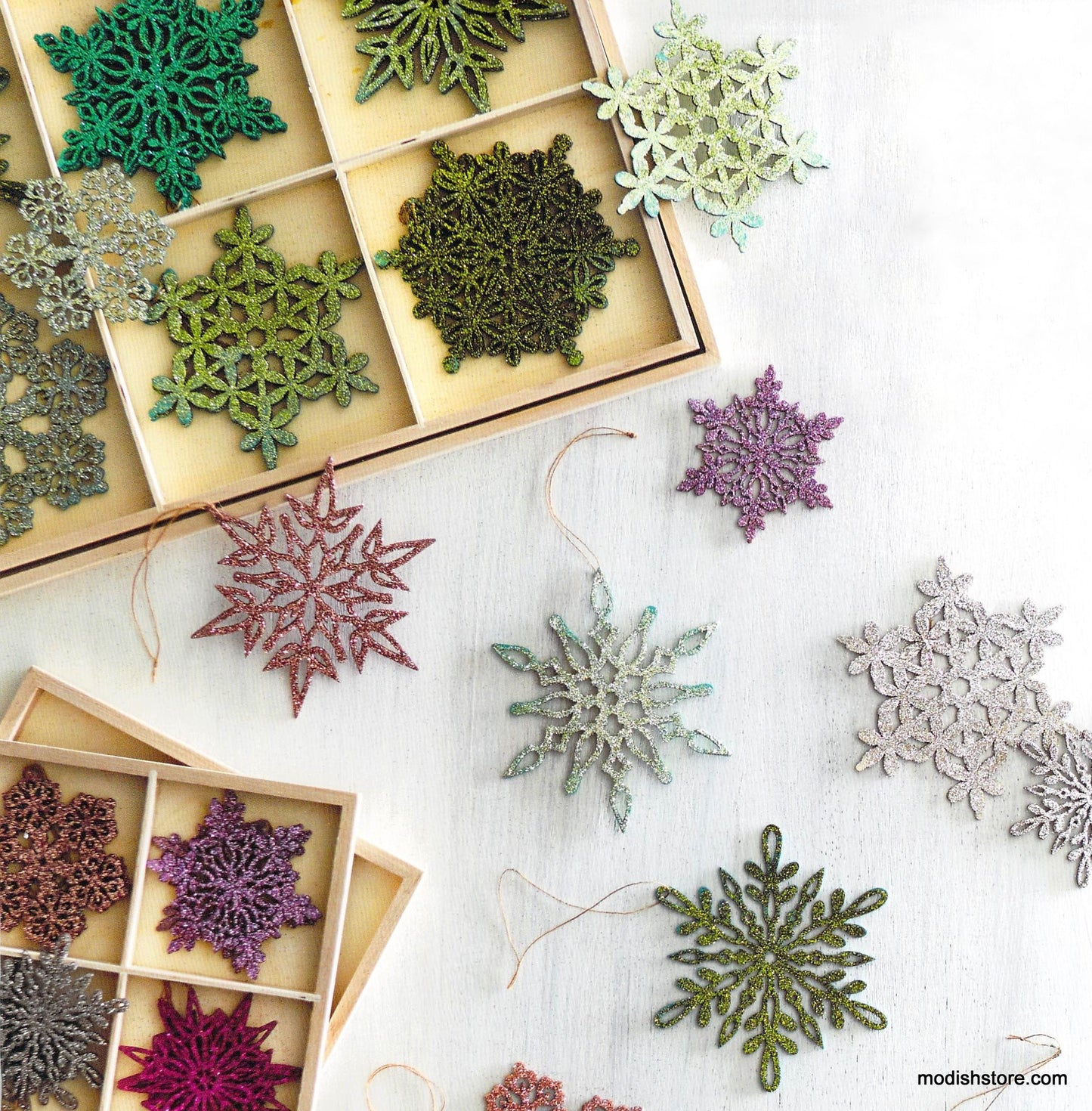 Roost Shimmering Snowflake Ornament Sets