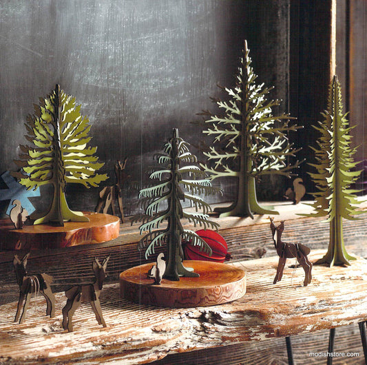 Roost Mini Green Boreal Trees & Forest Friend Ornaments