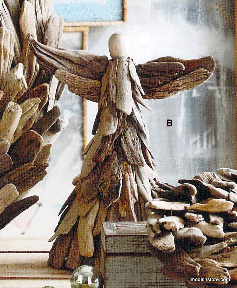 Roost Driftwood Standing Angel - Set Of 2