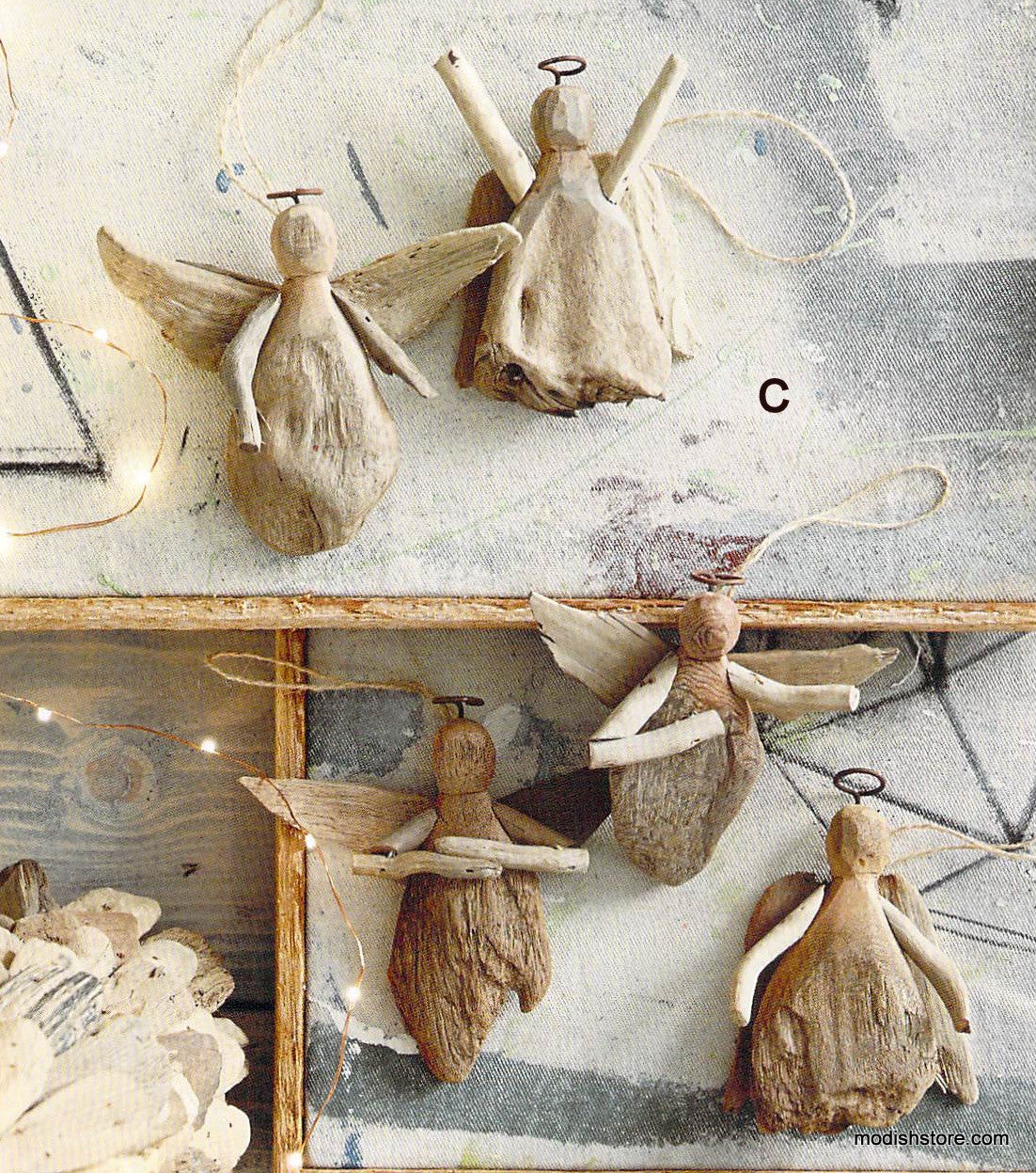 Roost Driftwood Angel Ornament - Set Of 15