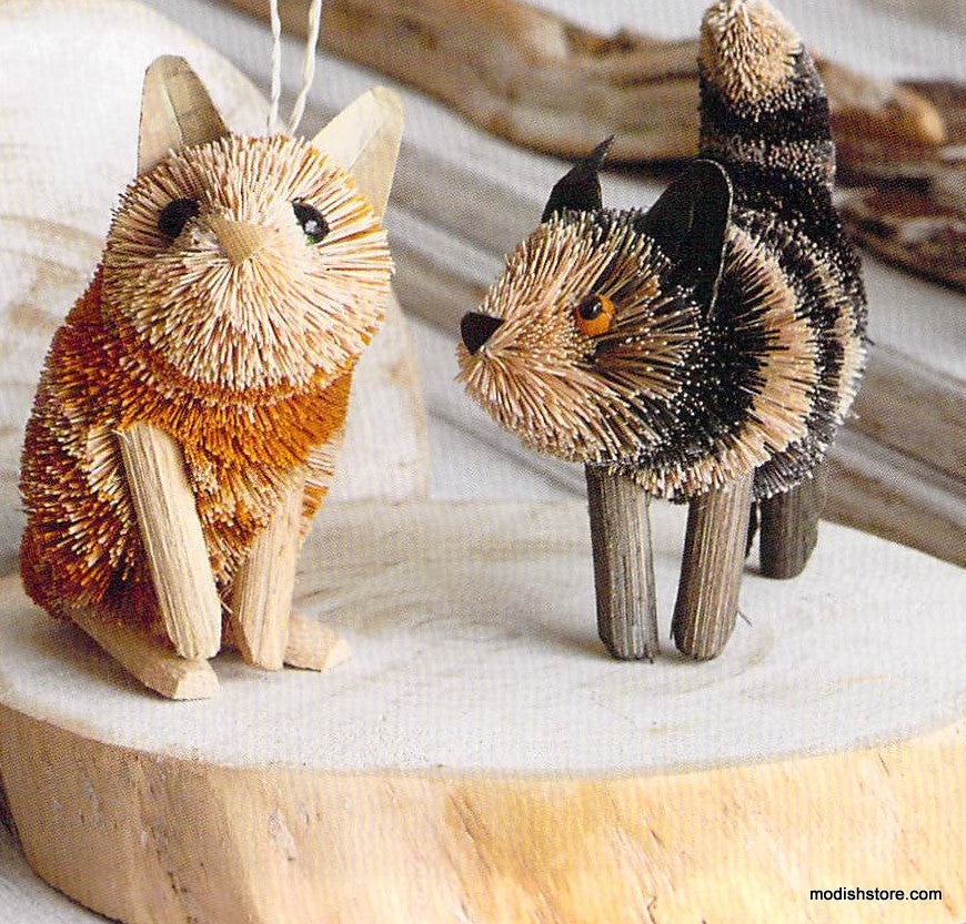 Roost Brushy Kitty Ornaments - Set Of 12